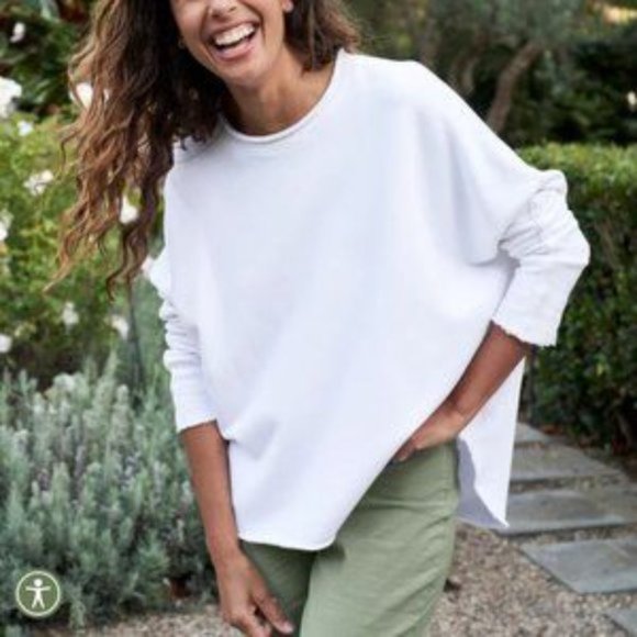 Frank & Eileen Tops - Frank & Eileen Anna Long Sleeve Capelet Triple Fleece Sweatshirt Size: L WHITE